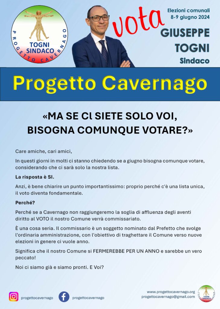 Presentata ufficialmente la lista di Progetto Cavernago